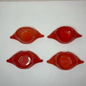 Set of 4 Vintage Glasbake Glass Crab Shells Deviled Crab Imperial Baking Dishes